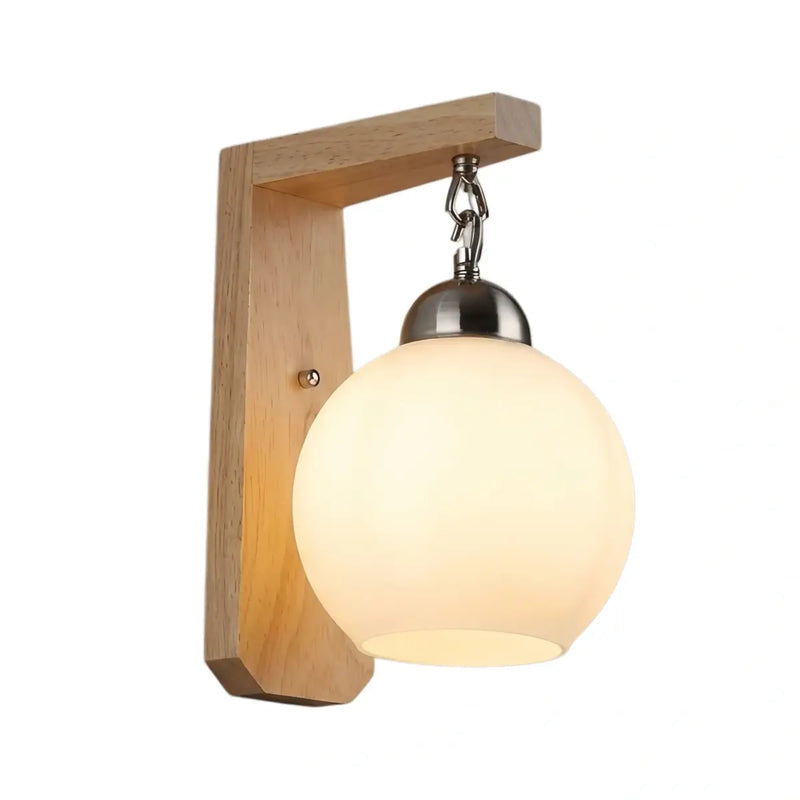 OLVERAI Svala Wood & Frosted Glass Globe Wall Light