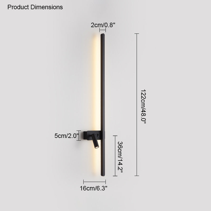 Olverai Switchable Long Linear Wall Sconce with Spotlight
