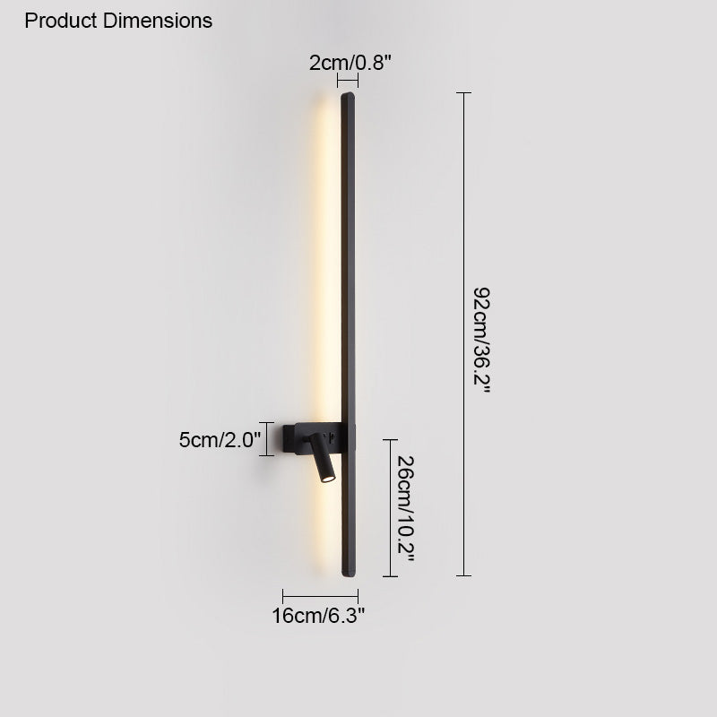 Olverai Switchable Long Linear Wall Sconce with Spotlight