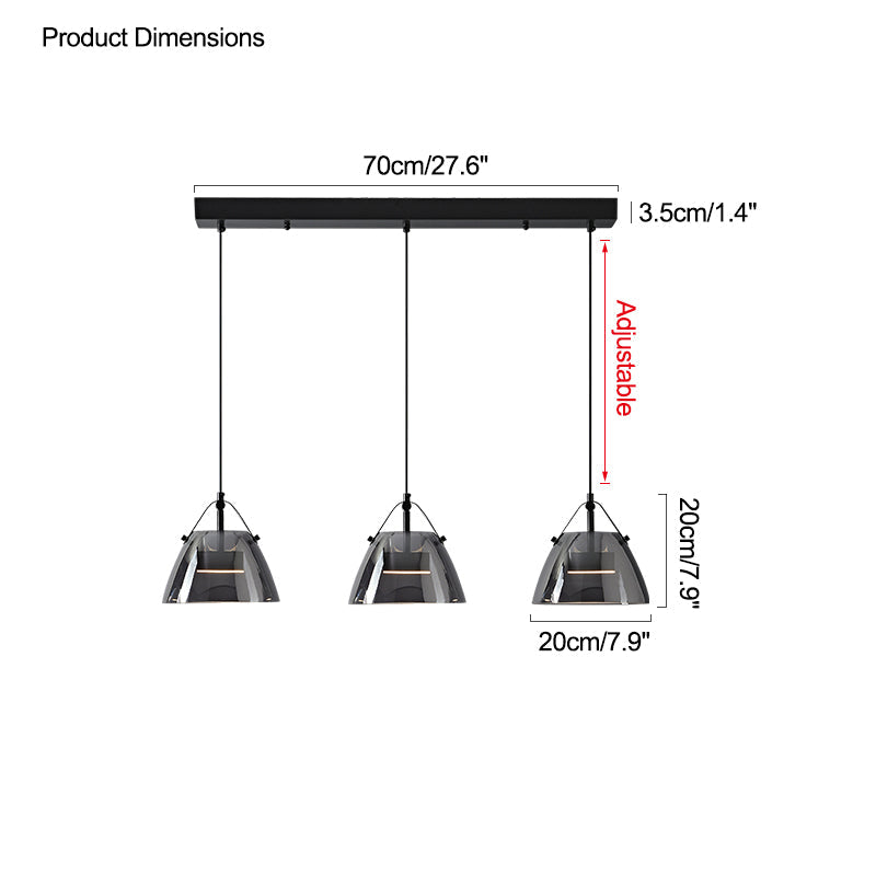 Olverai 3 Light Smoked Glass Pendant Light