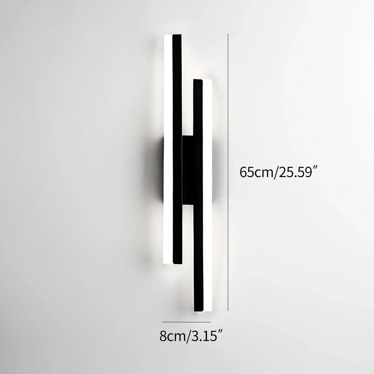 Alana Minimalist H-Shaped Wall Lamp Black Left 65cm / 25.59"