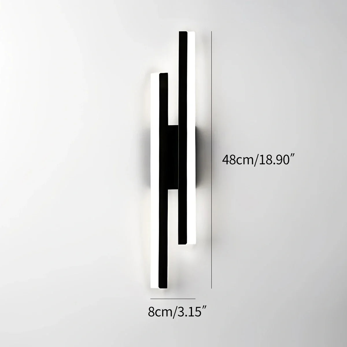 Alana Minimalist H-Shaped Wall Lamp Black Right 48cm / 18.90“