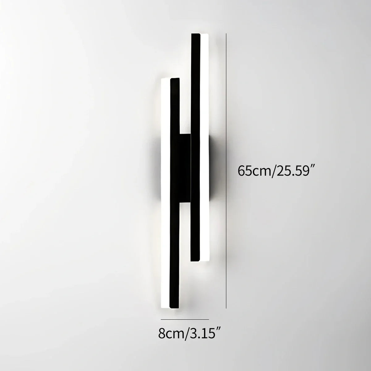 Alana Minimalist H-Shaped Wall Lamp Black Right 65cm / 25.59"