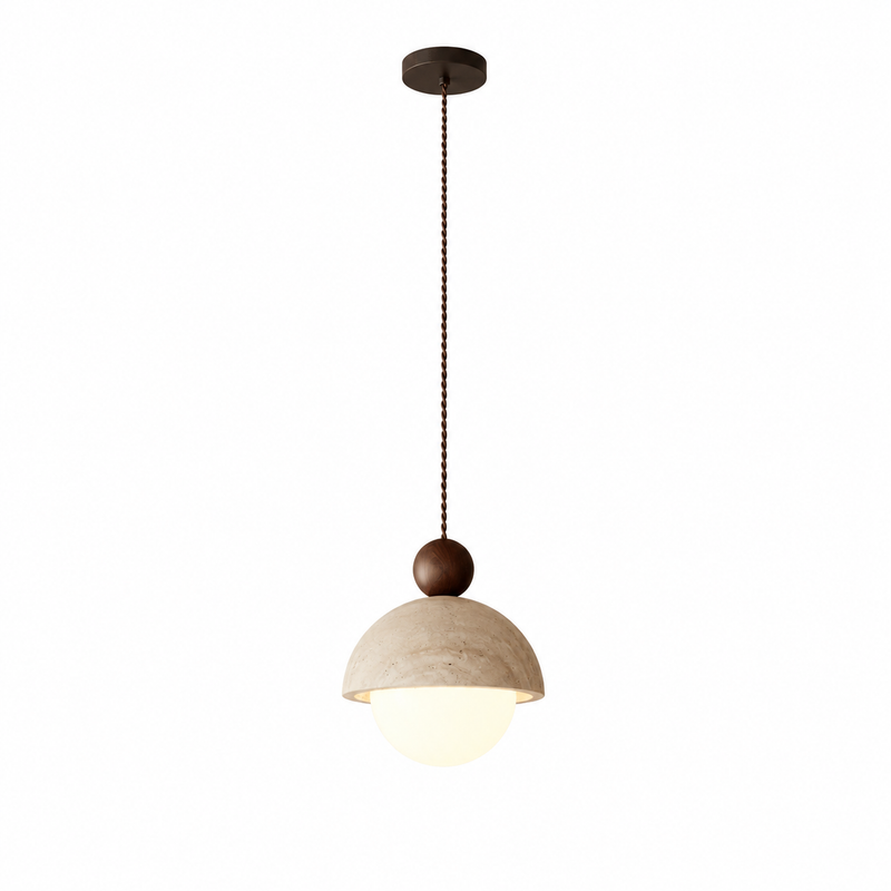 Olverai Nerava Travertine & Walnut Pendant Light