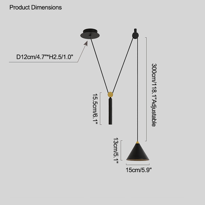 OlveraiCone Counterweight Pulley Swag Pendant Lamp