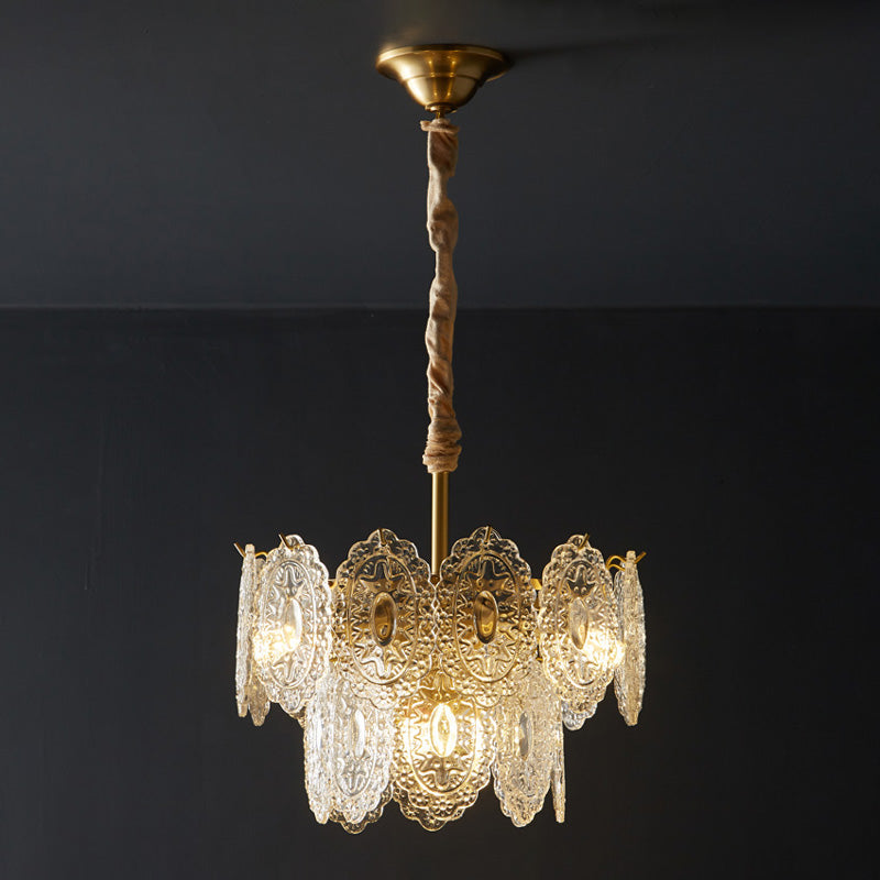 Olverai Tiered Textured Glass Chandelier