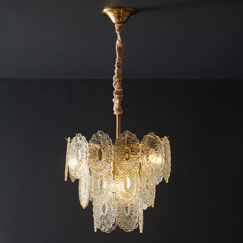 Olverai Tiered Textured Glass Chandelier