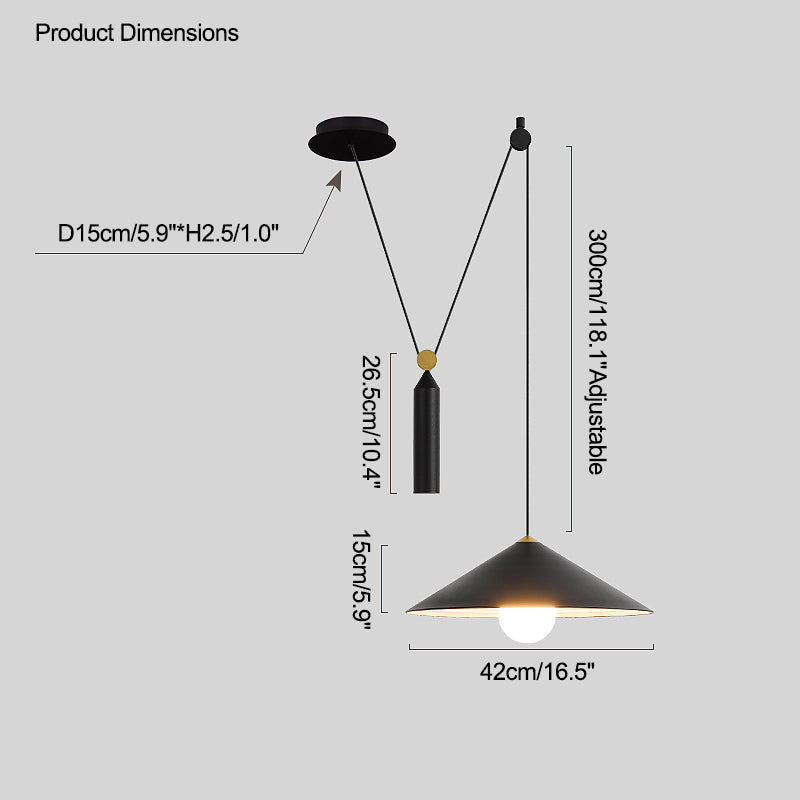 OlveraiCone Counterweight Pulley Swag Pendant Lamp
