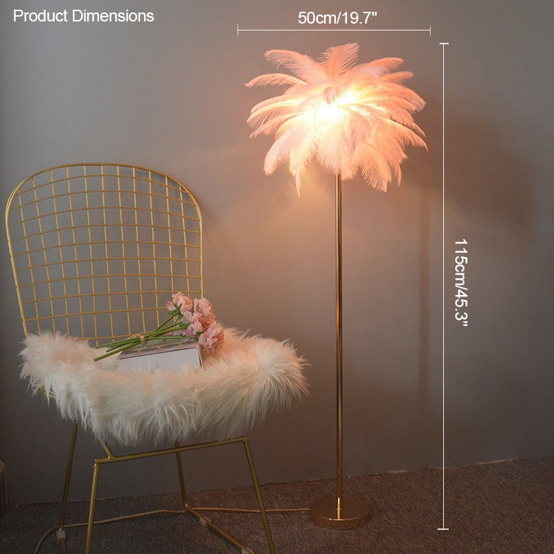 Olverai Feather Palm Tree Floor Lamp with Tray