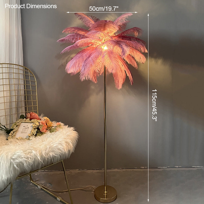 Olverai Feather Palm Tree Floor Lamp with Tray