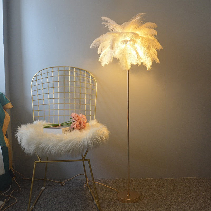 Olverai Feather Palm Tree Floor Lamp with Tray