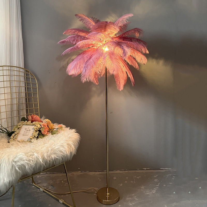 Olverai Feather Palm Tree Floor Lamp with Tray
