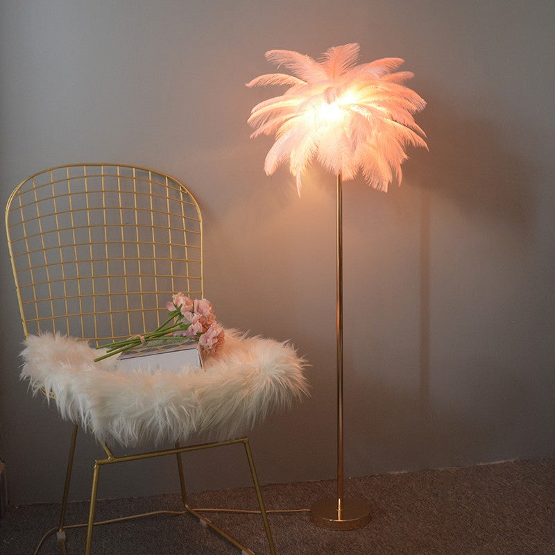 Olverai Feather Palm Tree Floor Lamp with Tray