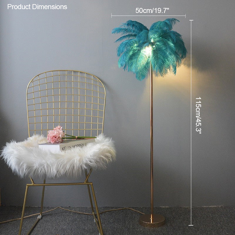 Olverai Feather Palm Tree Floor Lamp with Tray