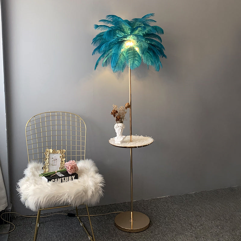 Olverai Feather Palm Tree Floor Lamp with Tray