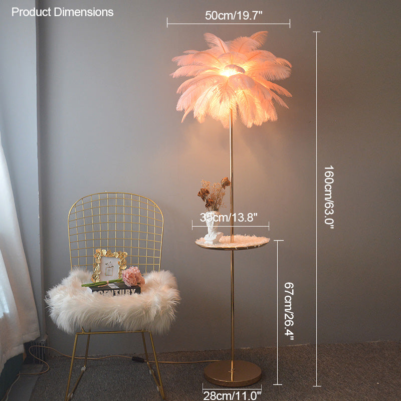 Olverai Feather Palm Tree Floor Lamp with Tray