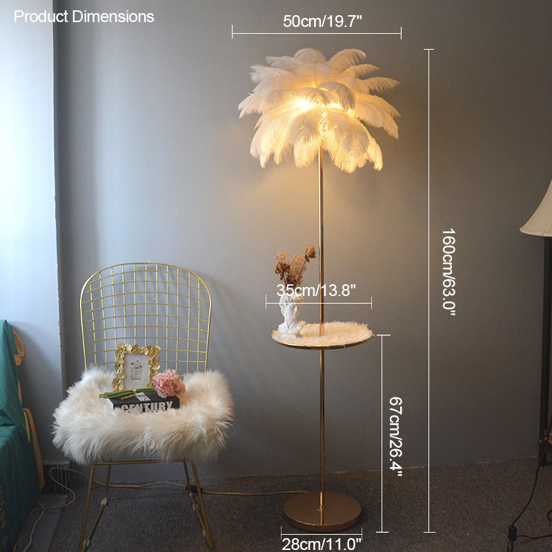 Olverai Feather Palm Tree Floor Lamp with Tray