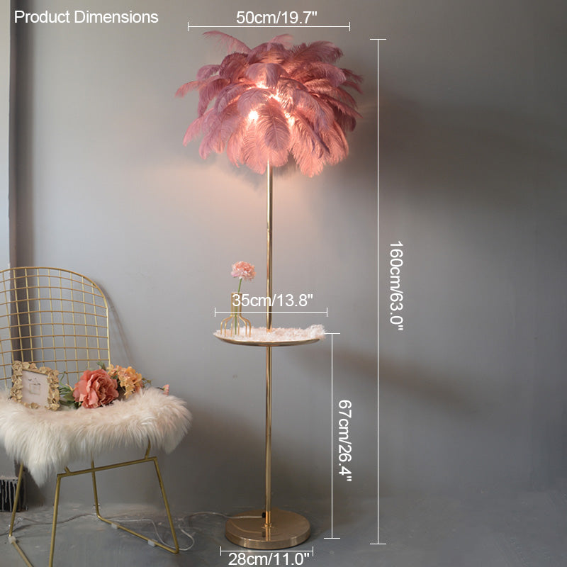Olverai Feather Palm Tree Floor Lamp with Tray