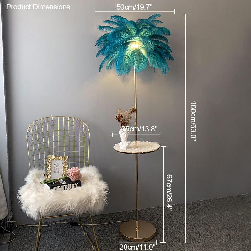 Olverai Feather Palm Tree Floor Lamp with Tray