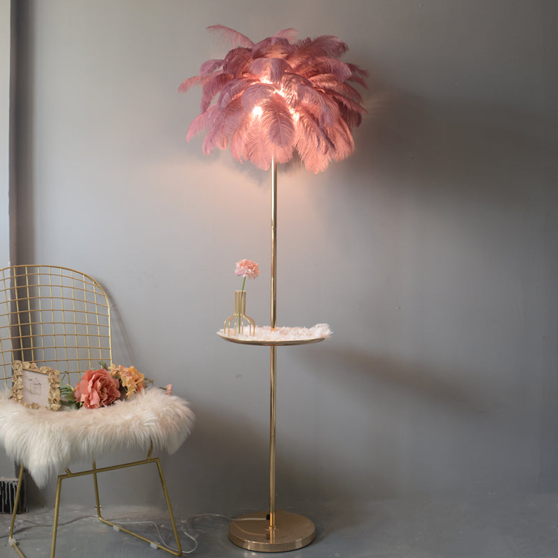 Olverai Feather Palm Tree Floor Lamp with Tray