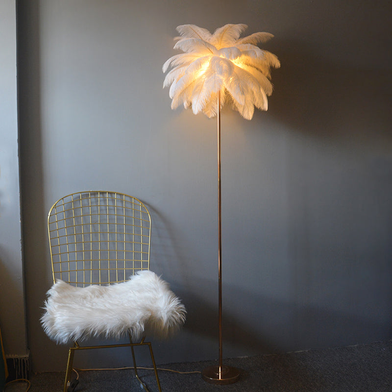 Olverai Feather Palm Tree Floor Lamp with Tray