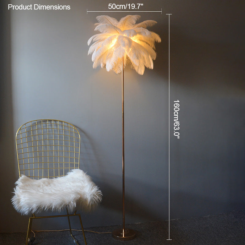 Olverai Feather Palm Tree Floor Lamp with Tray