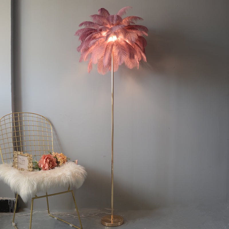 Olverai Feather Palm Tree Floor Lamp with Tray