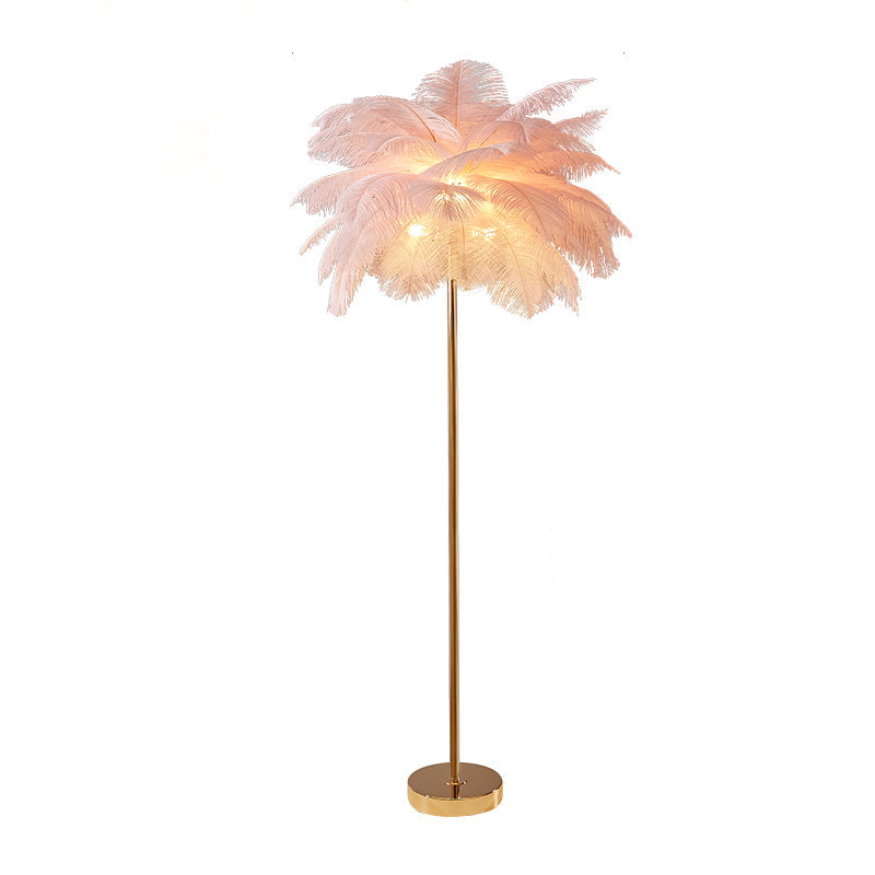 Olverai Feather Palm Tree Floor Lamp with Tray