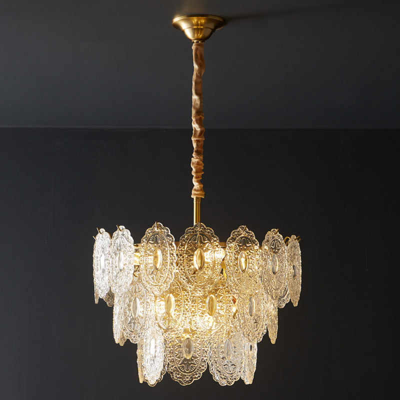 Olverai Tiered Textured Glass Chandelier