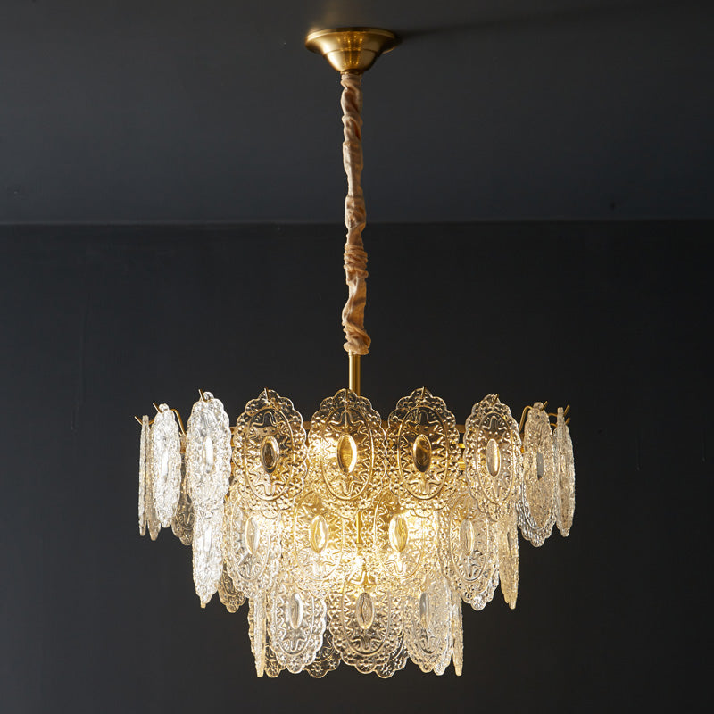 Olverai Tiered Textured Glass Chandelier
