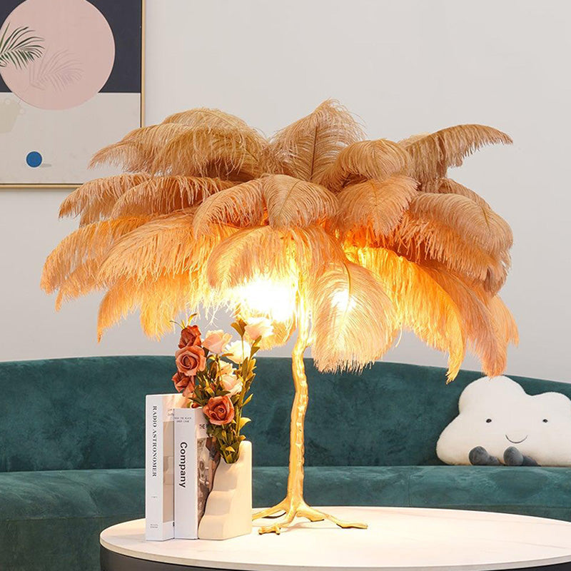 Olverai Feather Palm Tree Table Lamp