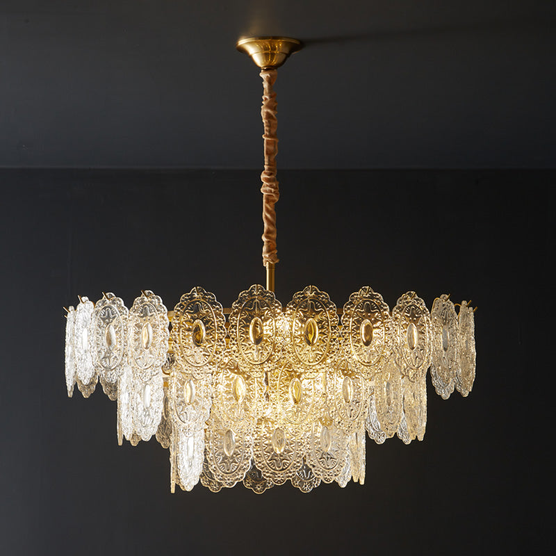 Olverai Tiered Textured Glass Chandelier