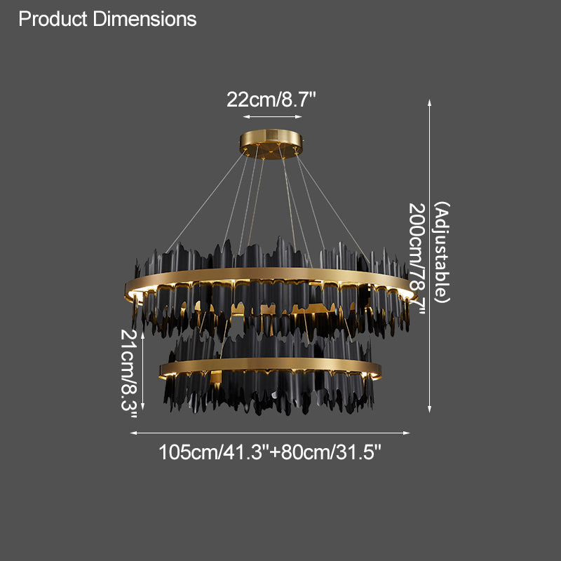 Olverai Iceberg Round Black Gold Chandelier