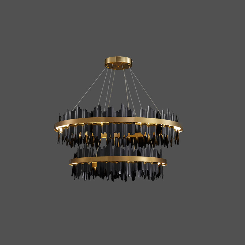 Olverai Iceberg Round Black Gold Chandelier