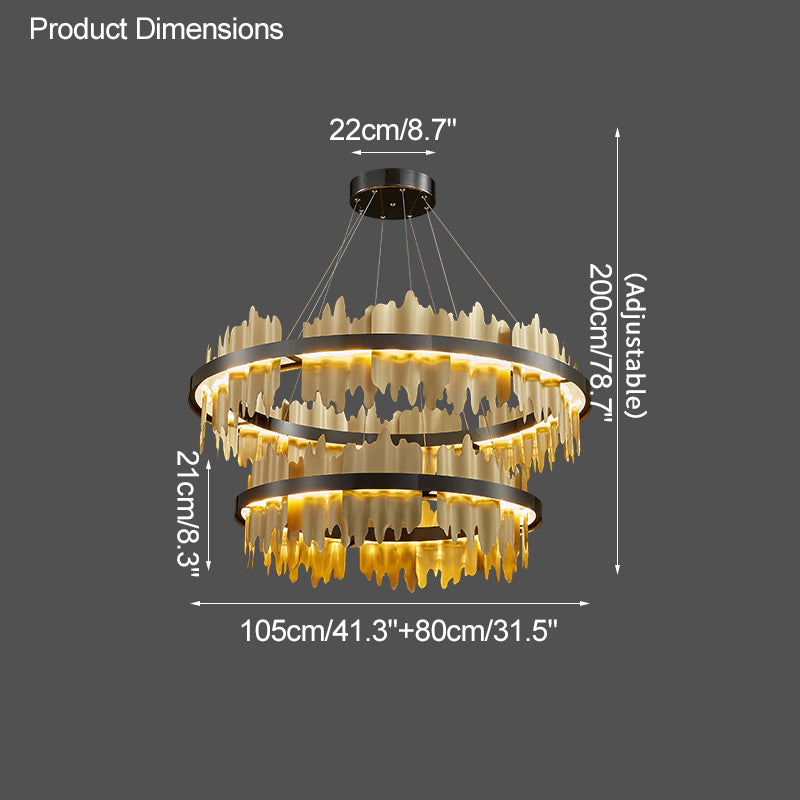 Olverai Iceberg Round Black Gold Chandelier
