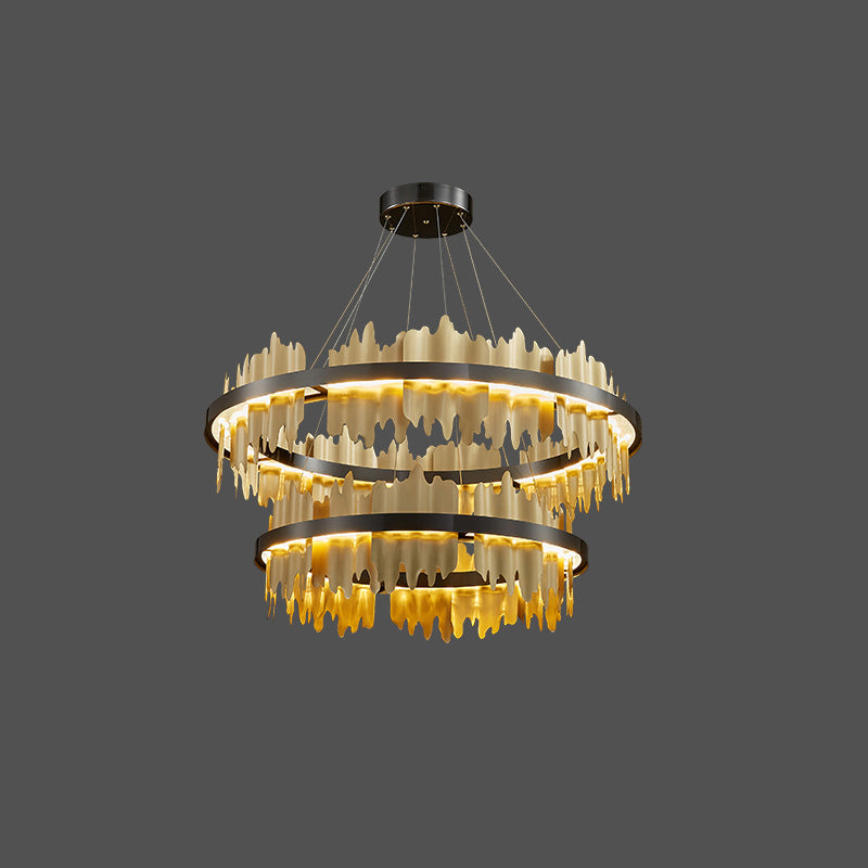 Olverai Iceberg Round Black Gold Chandelier