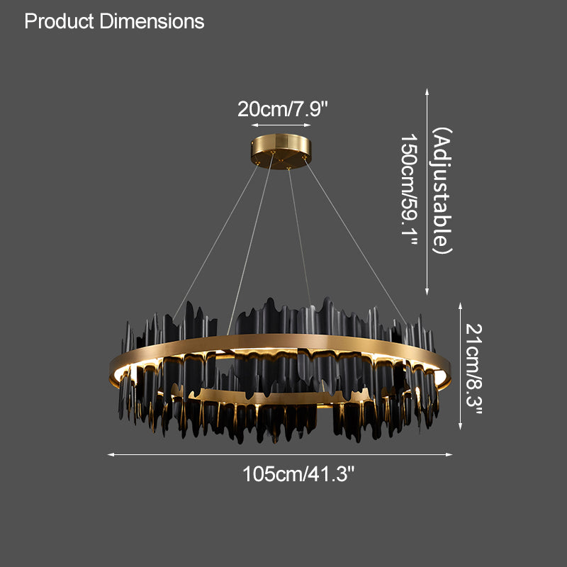 Olverai Iceberg Round Black Gold Chandelier