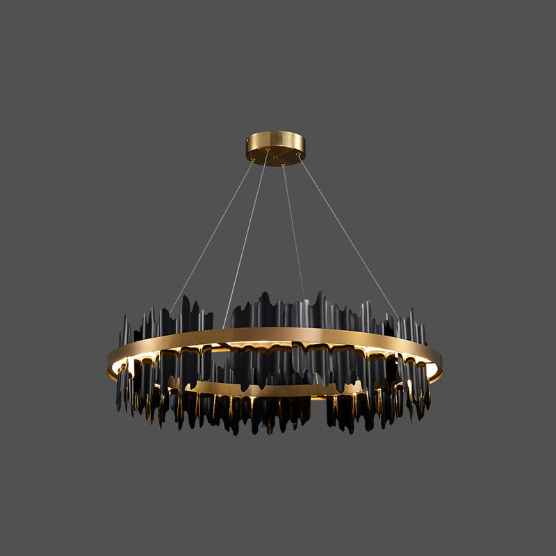 Olverai Iceberg Round Black Gold Chandelier