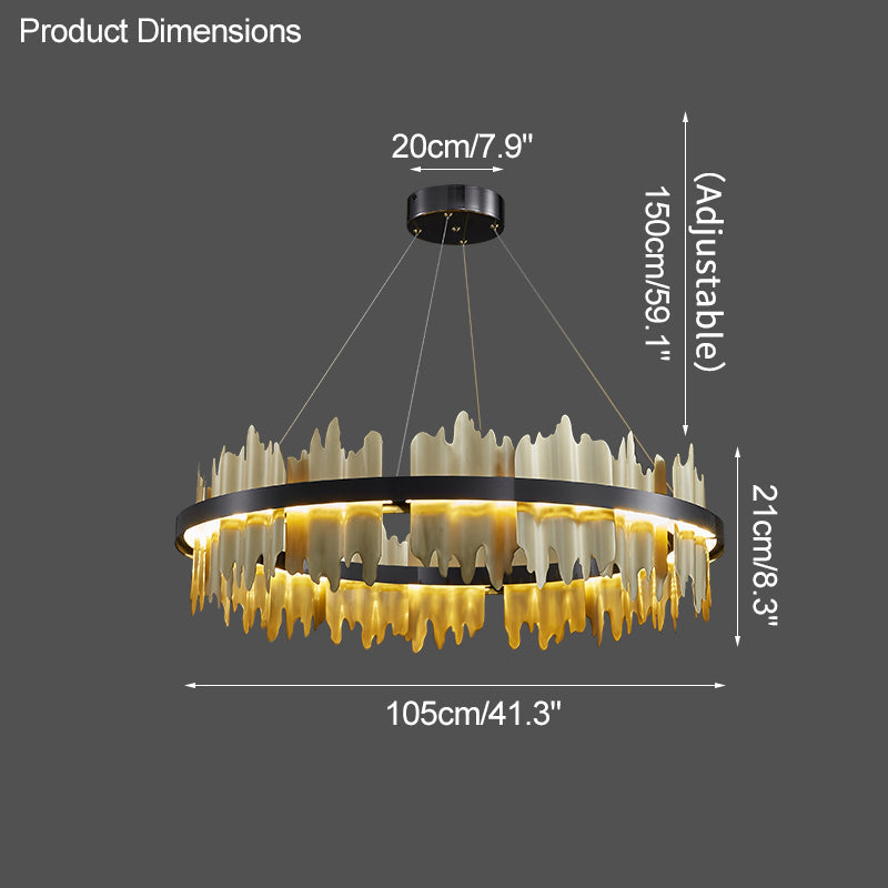 Olverai Iceberg Round Black Gold Chandelier