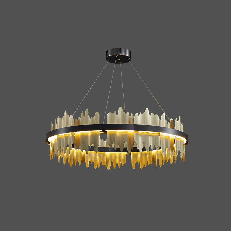 Olverai Iceberg Round Black Gold Chandelier