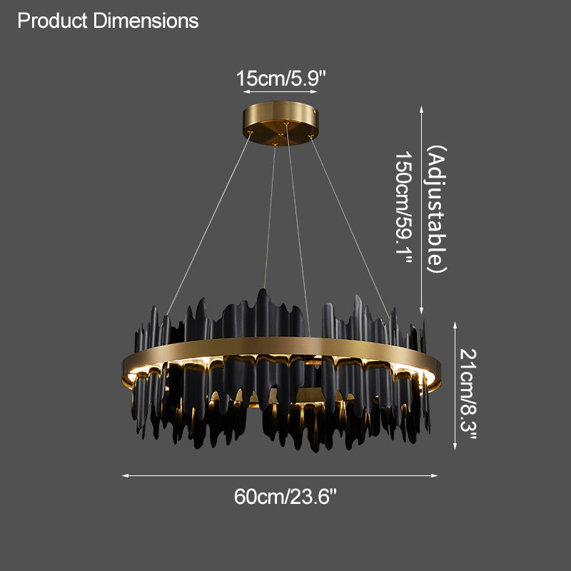 Olverai Iceberg Round Black Gold Chandelier