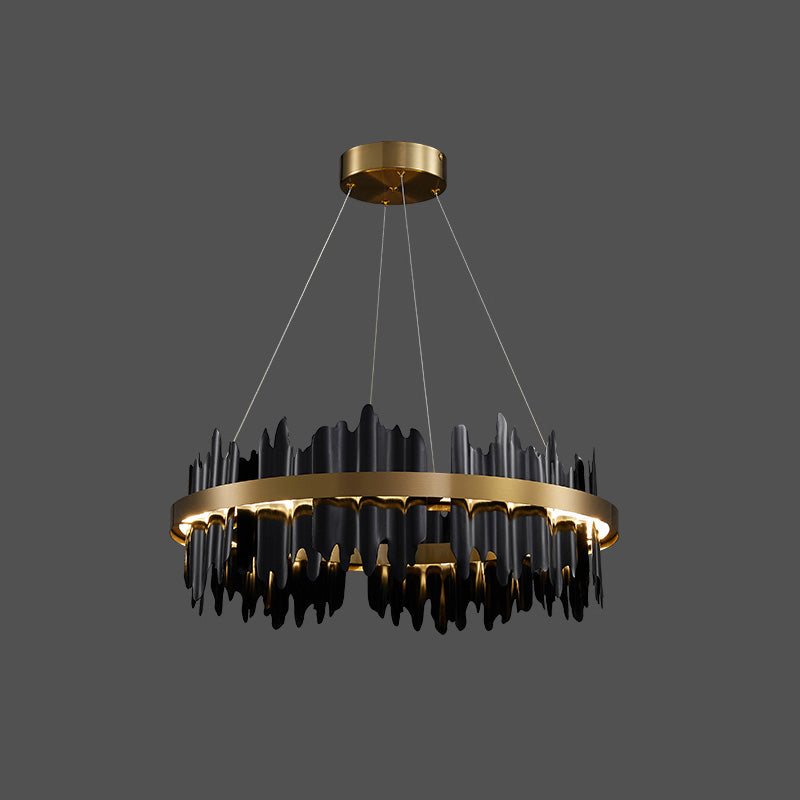 Olverai Iceberg Round Black Gold Chandelier