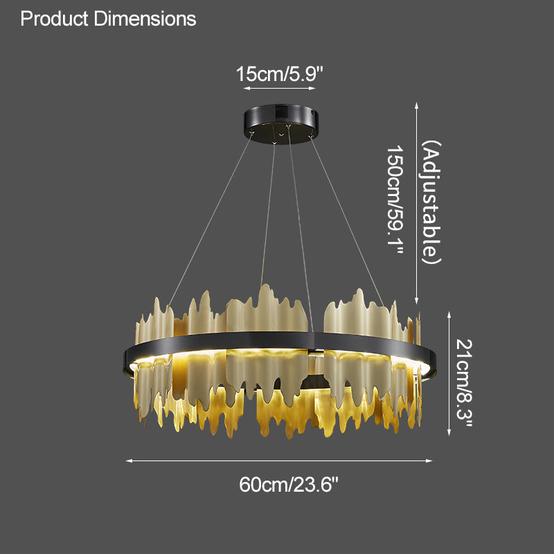 Olverai Iceberg Round Black Gold Chandelier