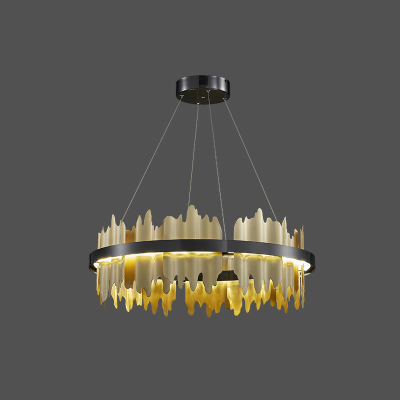 Olverai Iceberg Round Black Gold Chandelier
