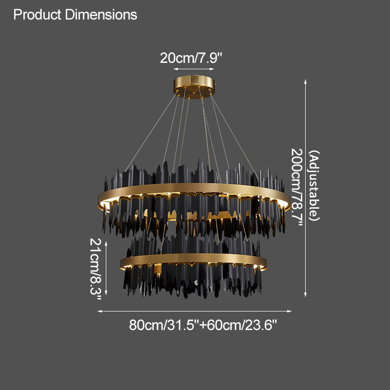 Olverai Iceberg Round Black Gold Chandelier