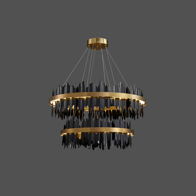 Olverai Iceberg Round Black Gold Chandelier