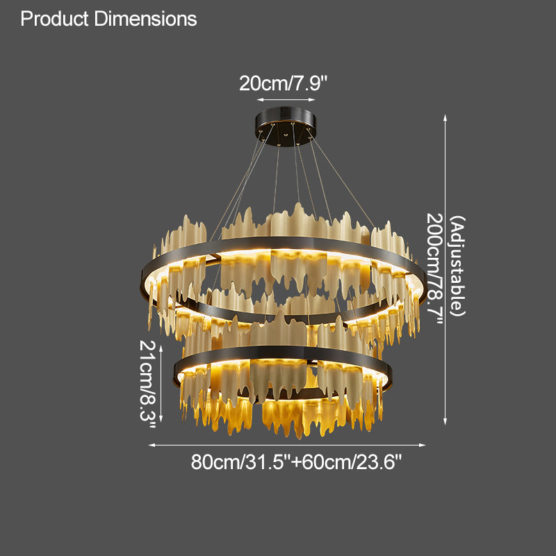 Olverai Iceberg Round Black Gold Chandelier