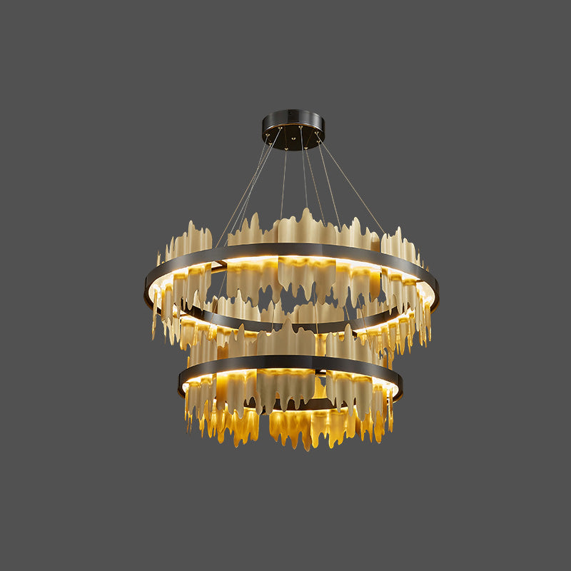 Olverai Iceberg Round Black Gold Chandelier