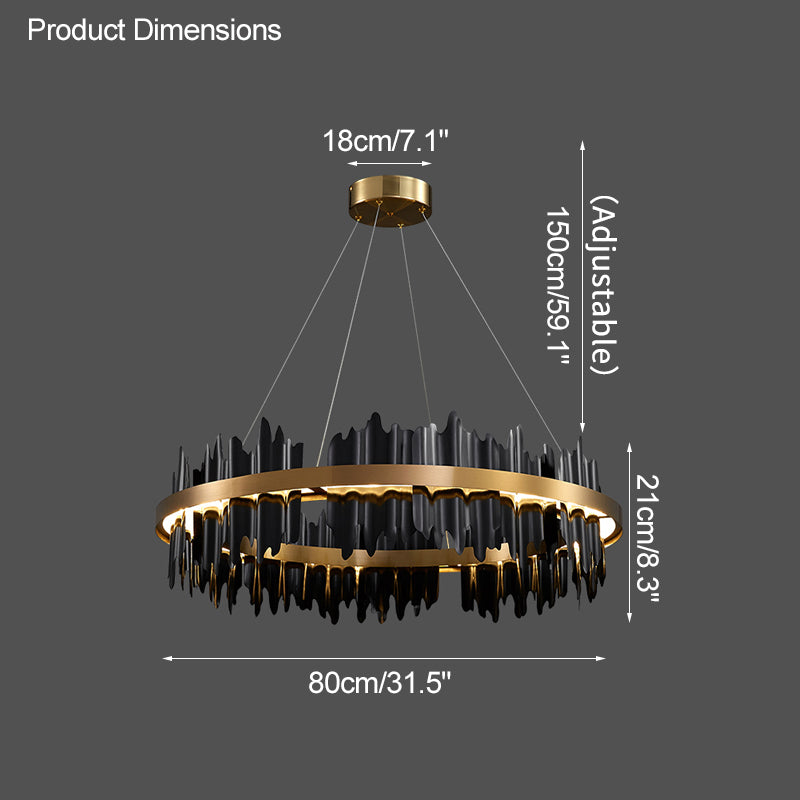 Olverai Iceberg Round Black Gold Chandelier