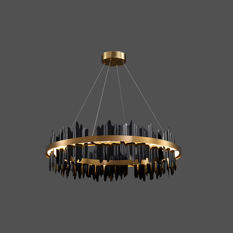 Olverai Iceberg Round Black Gold Chandelier